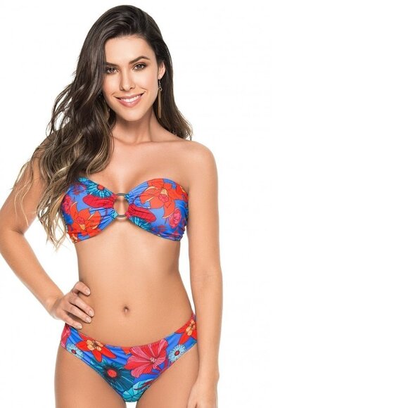 NWT PHAX floral print convertible bandeau bikini top & cheeky bikini bottom set - Picture 5 of 15